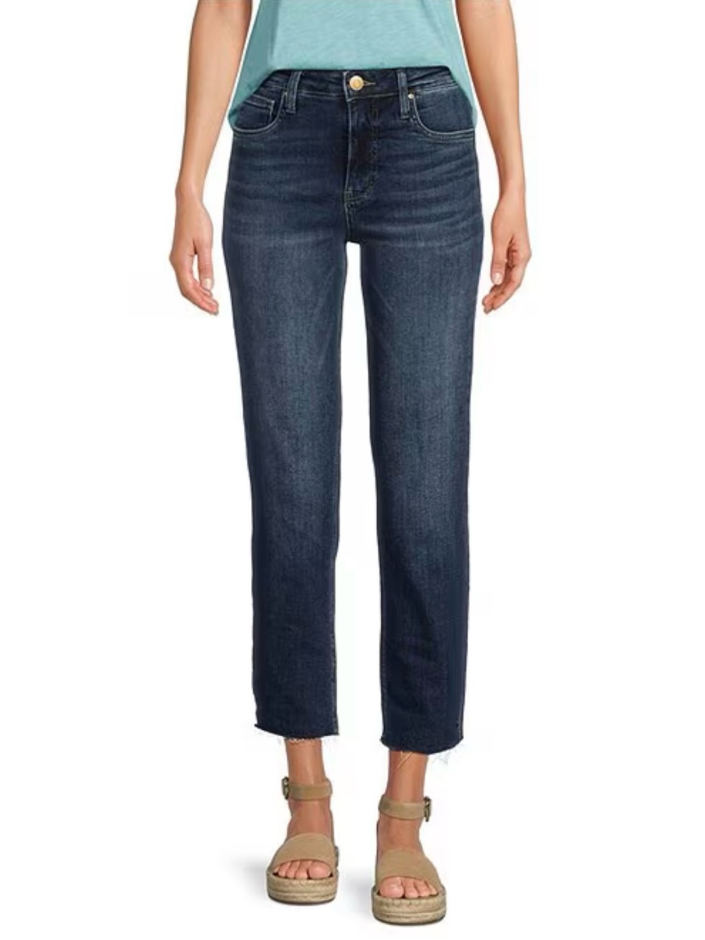 KUT from the Kloth Rachael Fab Ab High Rise Mom Jeans Dark Wash Raw Hem 8L